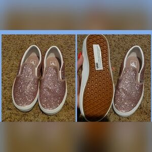 Kids Vans Rose Gold Glitter Slip-On Shoes